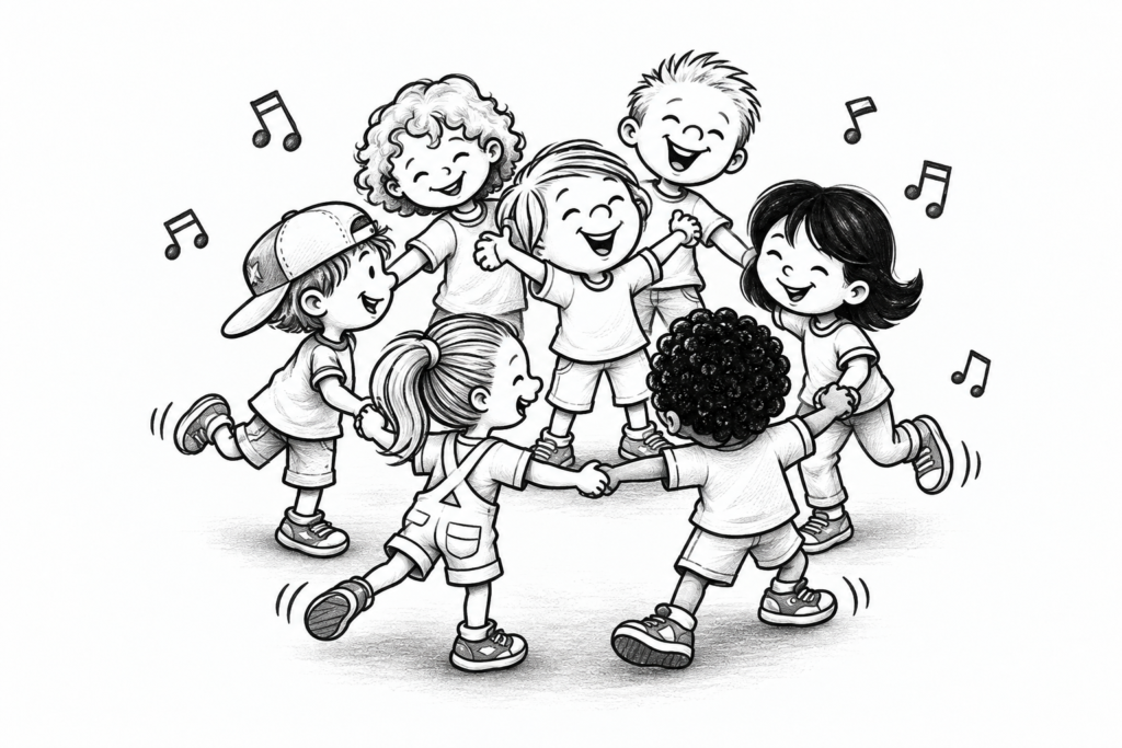 Enfants participant à un cours de musique à Paris 17e